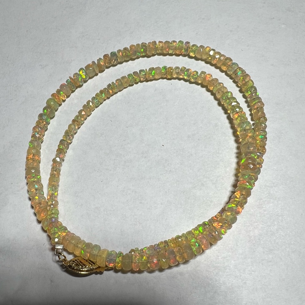 ETHIOPIAN WELO OPAL 16” NECKLACE WITH 14K SECURITY CLASP - Picture 6 of 12